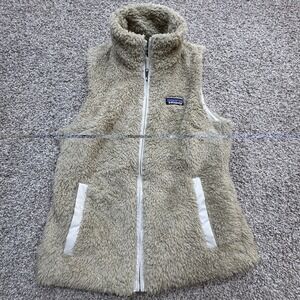 Patagonia Los Gatos Vest Womens Small Tan Beige Sherpa Deep Pile Fleece Full Zip